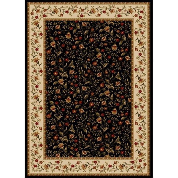 Radici 1593-1112-BLACK Como Rectangular Black Traditional Italy Area Rug- 7 ft. 9 in. W x 11 ft. H 1593/1112/BLACK